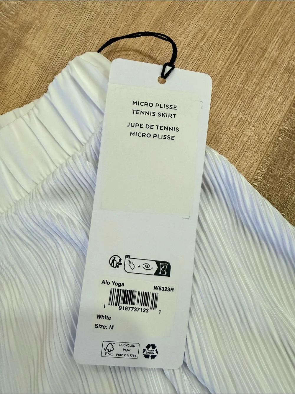 ALO Yoga White Pleated Circle Skirt